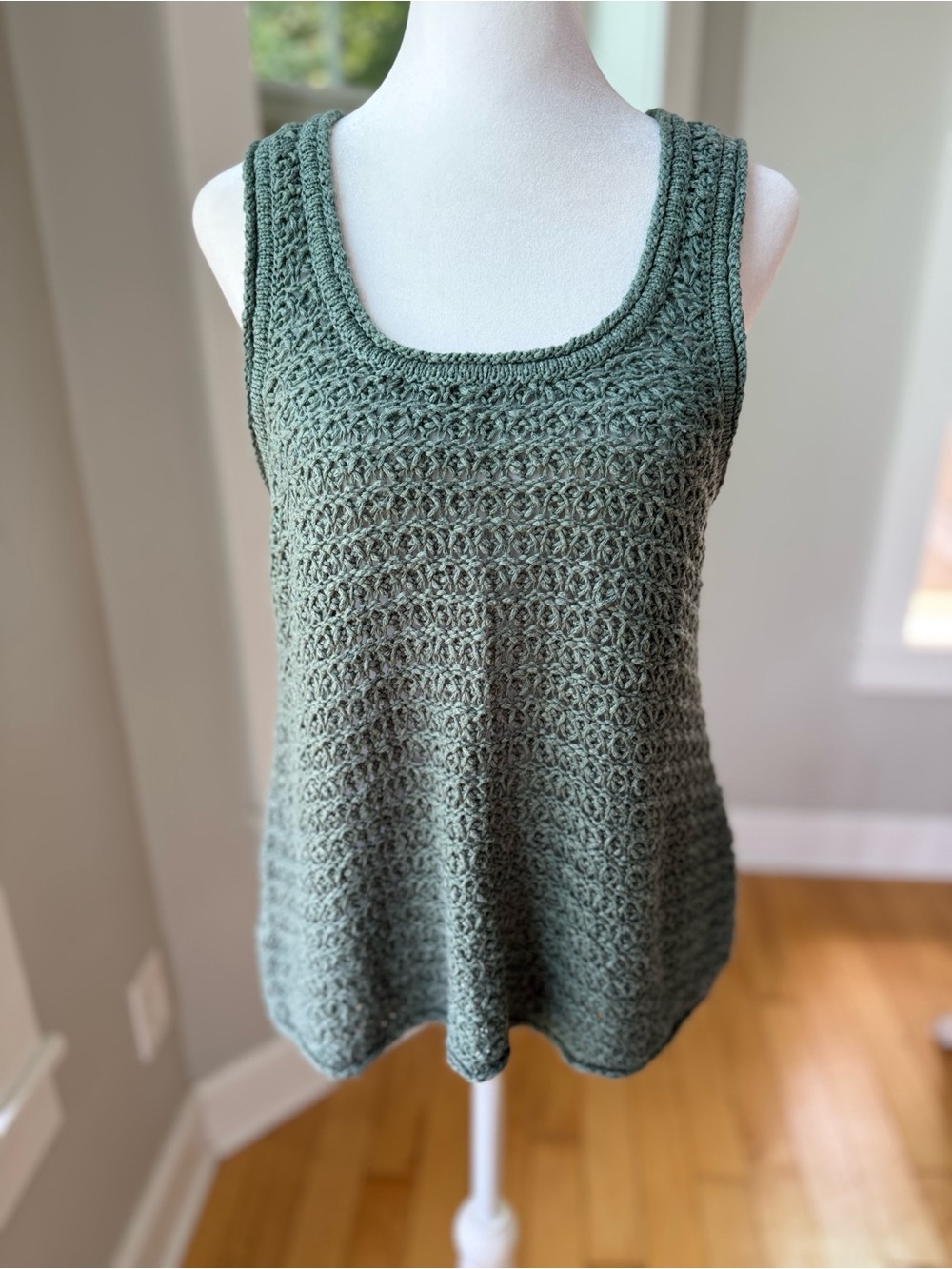 aerie Olive Crochet Scoop Tank